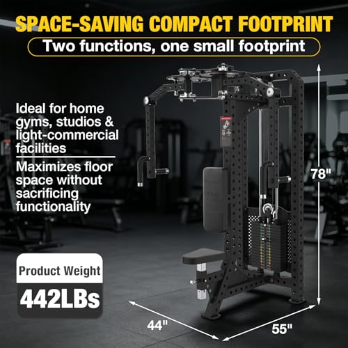 Image of PEC Deck Rear Delt Fly Machine - Dual Function Chest & Rear Delt Strength Trainer, Adjustable Seat & Handles for Home Gym or Commercial Use, 220 lbs Weight Stack