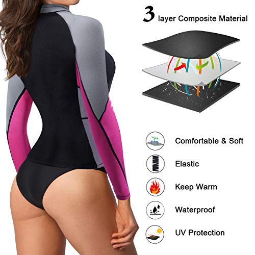 image for CtriLady Wetsuit Top, Women’s Wetsuit Long Sleeve Jacket Neoprene 1.