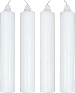 Unscented Jumbo Candles 4 Pack 9" x 1½" a Booklet Candle Factoids Trivia & Safety Guidelines is Included Made in USA (White)