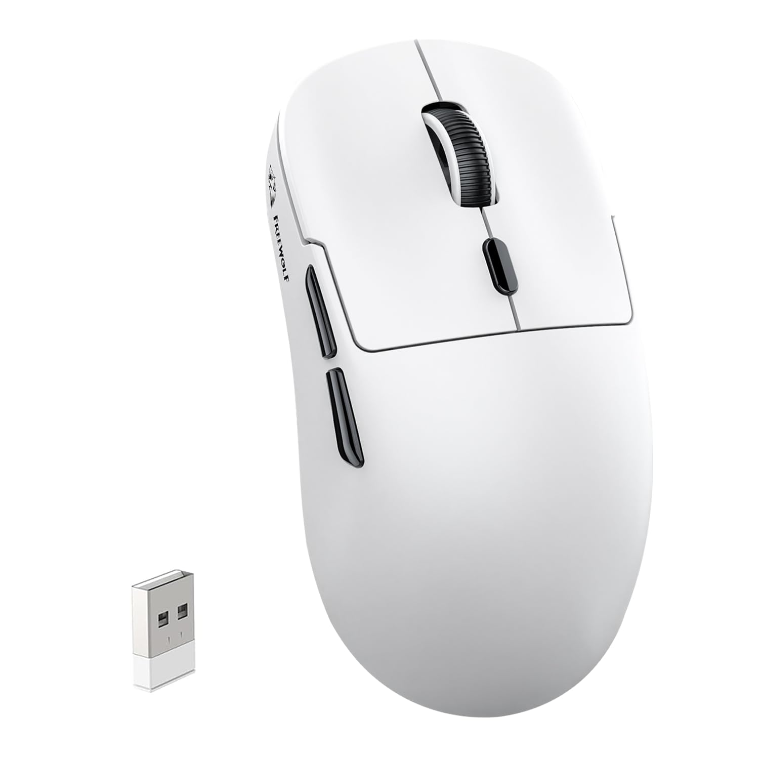 Free wolf A6 Mouse Gamer, Mouse Inalámbrico Recargable con 3 Modos Blanco