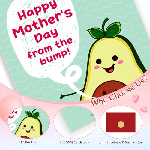 Image of FLYAB Expecting Mothers Day Gifts - Funny First Mothers Day Card with Envelope from the Bump First Pregnancy Gift for New Mom To Be Expecting Mom Daughter Wife
