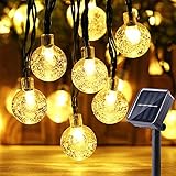 Lyhope Solar Outdoor String Lights, 35.6ft 60 LED Crystal Ball Waterproof Solar Powered Globe Lights for Garden Patio Yard Holiday Party Decoration (Warm White)