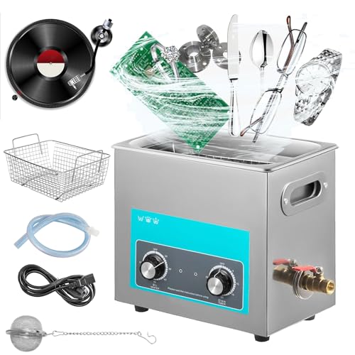 Detergente per dischi in vinile, rondella ultrasonica per dischi LP con rack asciutto e timer da 0 a 30 minuti per dischi da 7/10/12 pollici, perfetto per la pulizia di gioielli e altro ancora