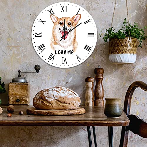 Horloge murale corgi en bois style rétro rustique 38cm - 5