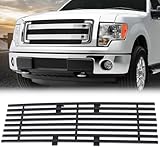 PIT66 Front Bumper Lower Black Billet Grille Insert, Compatible with Ford 2009-2014 F150 F-150 Pickcup Black Horizontal Grill (Not Fit Harley Davidson and Raptor) F66789H