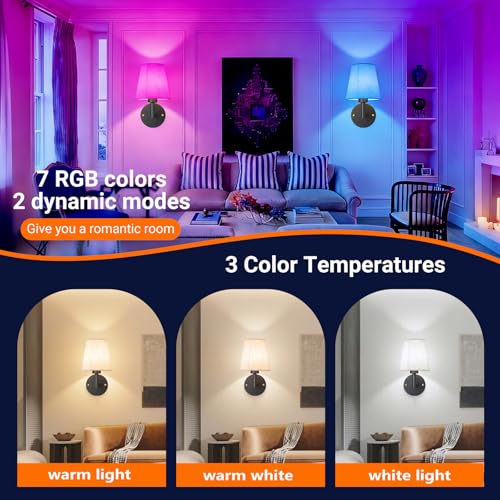 Image of YHCDLAMP Peel and Stick Wall Sconces, No Drilling Stick On Wall Sconce, Wireless Battery Operated Wall Lights, Adhesive Wall Lamp with 10000mAh Battery Bulb for Bedroom Living Room Decor