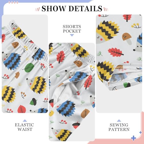 ZZXXB Colorful Hedgehog Mushroom Boys Long Pants Soft Trousers Elastic Waist Kids Lounge Bottoms with Pockets S-XL4