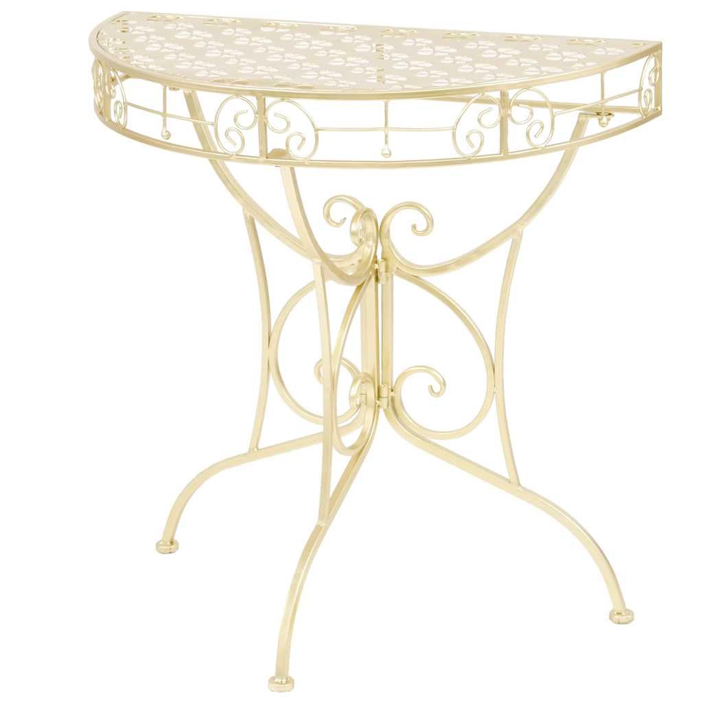 vidaXL Table d'Appoint Vintage Demi-Ronde Métal Doré Table Auxiliaire Console