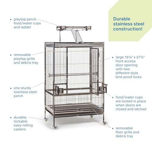 Image of Prevue Pet Products Stainless Steel Playtop Bird Cage