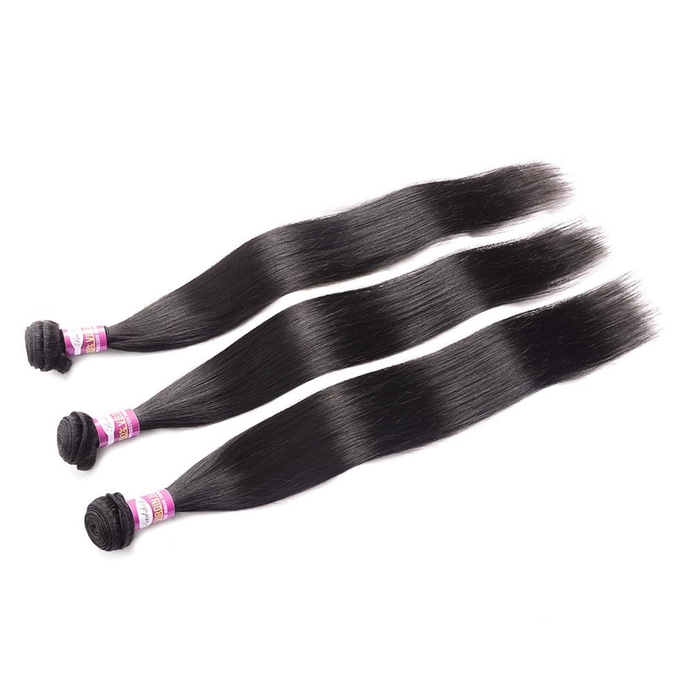 Fasci lisci da 10-28 pollici Tessuto for capelli umani Estensioni dei capelli neri naturali 3 bundle(28 Inch)