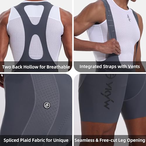 Cycling Bibs Men,Elastic Interface Padded Cycling Bib Shorts,Breathable Road Bike Bib Shorts,Bicycle Biking Bib Short Men