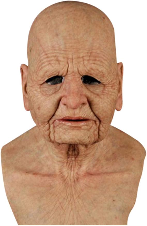Couvrant la tête Latex Déguisement Masque Visage Vieil Homme Femme