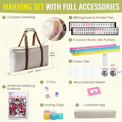 American Mahjong Set con bolsa y 166 fichas miniatura 6
