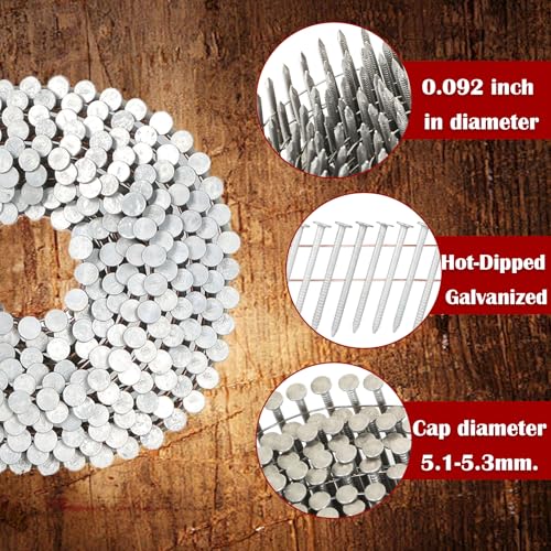 Image of findmall 1-1 /2 Inch 3600 Count Siding Nails 15-Degree Wire Collated Coil Full Round Head Hot-Dipped Galvanized Siding Nails