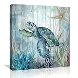 Fuwobriva Sea Turtle Decor Pictures for Bedroom Bathroom, 14 x 14 Inch