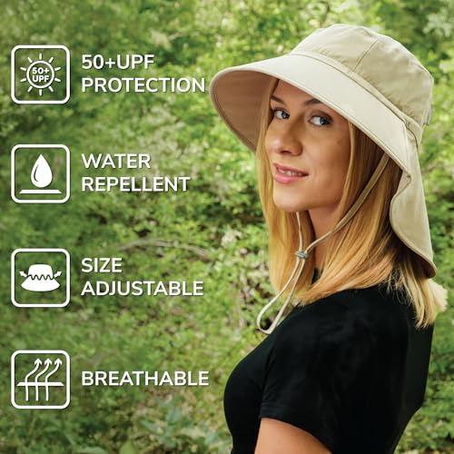 Image of JAN & JUL Water Resistant Sun Hat with UV Protection and Neck Flap for Men and Women