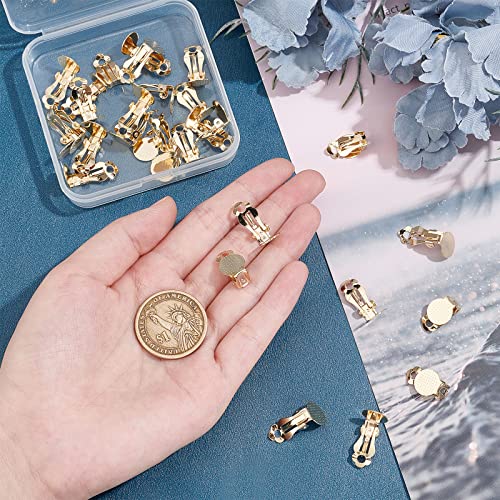 UNICRAFTALE 30pcs Golden Clip-on Earring Findings with Flat Round Tray Stainless Steel Clip-on Earring Components Non-Pierced Earrings for DIY Jewelry Making - Image 2