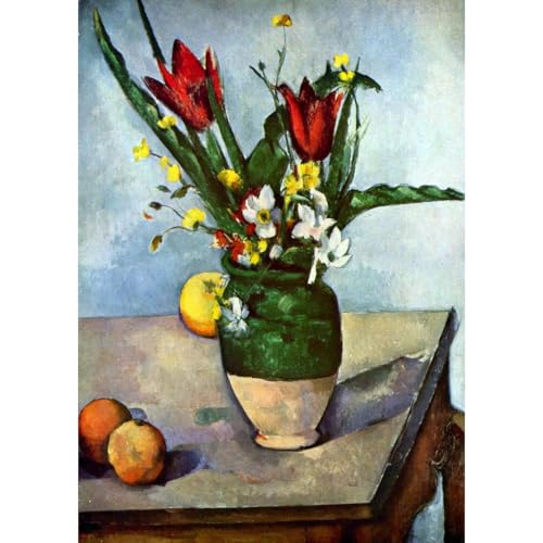 Poster Cézanne tulipes pommes décoration murale grand format 101x127