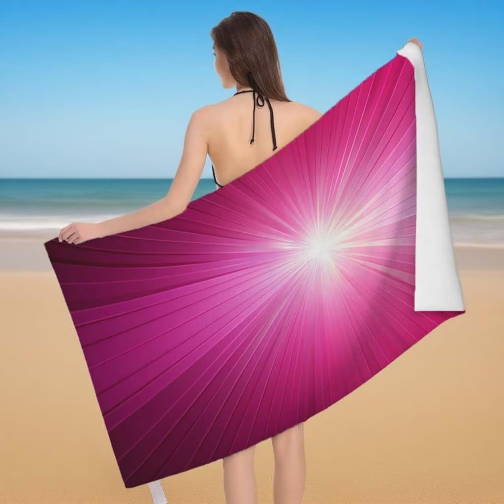 Telo Mare XXL 220x100cm/35x70cm, 2 Set Telo Mare Microfibra Rosa Asciugamano Palestra Uomo, Antisabbia, Leggero, Asciugatura Rapida, Teli da Spiaggia Grandi Accessori per Camping Natation Yoga G-51
