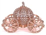 VI N VI Rose Gold Princess Cinderella Silver Rhinestone Crystal Pumpkin Carriage Trinket Box, Jewelr
