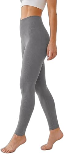 Womens High Waisted Ribbed Leggings