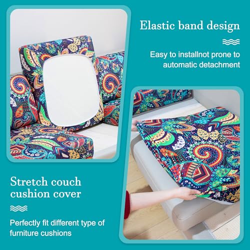 Image of 14 Pcs Stretch Patio Cushion Covers,Outdoor Couch Covers Replacement,Outdoor Couch & Sofa Slipcovers,for Patio Furniture Cushion Covers,Washable Reusable Furniture Protector (Rococo ,Cover Only)