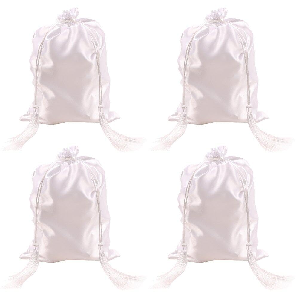 Fituenly Wig Bags Soft Silky Pouches with Tassel Drawstring Satin Wig Bags Bundles Silk Hair Bags for Storage Hair Extensions Tool