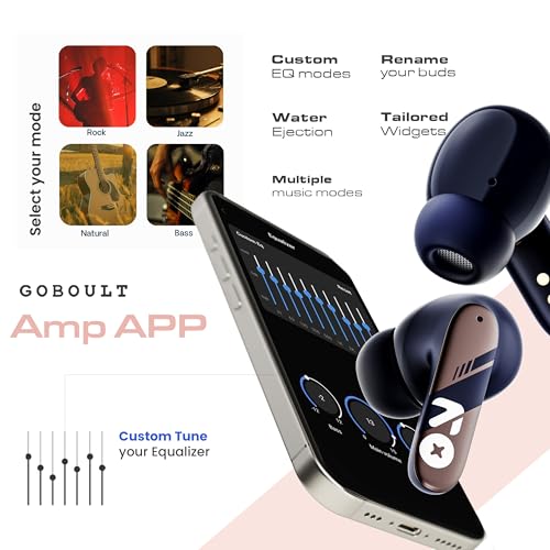 Image of GOBOULT Z40 Pro v2.0 in Ear Earbuds with ANC, 100H Playtime, Amp App Support, Active Noise Cancellation, Quad Mic ENC, Dual Device Pairing, 13mm Driver, Bluetooth 5.4 Wireless (Indigo Rust)