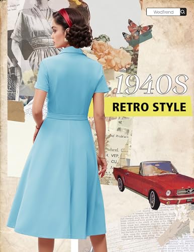 Image of Wedtrend Women's Vintage Tea Dress, Short Sleeve Cocktail Party Dress Work Church Casual Dress