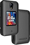Nakedcellphone Case for Schok Flip 2022 Phone, Slim Hard Shell Protector Cover with Grid Texture for T-Mobile/Boost/Metro SC3218B SC3218T - Black