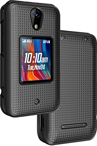 Case For Schok Flip 2022 Phone, Nakedcellphone Slim Hard Shell Protector Cover With Grid Texture For T-Mobile/Boost/Metro Sc3218B Sc3218T - Black #TOP19