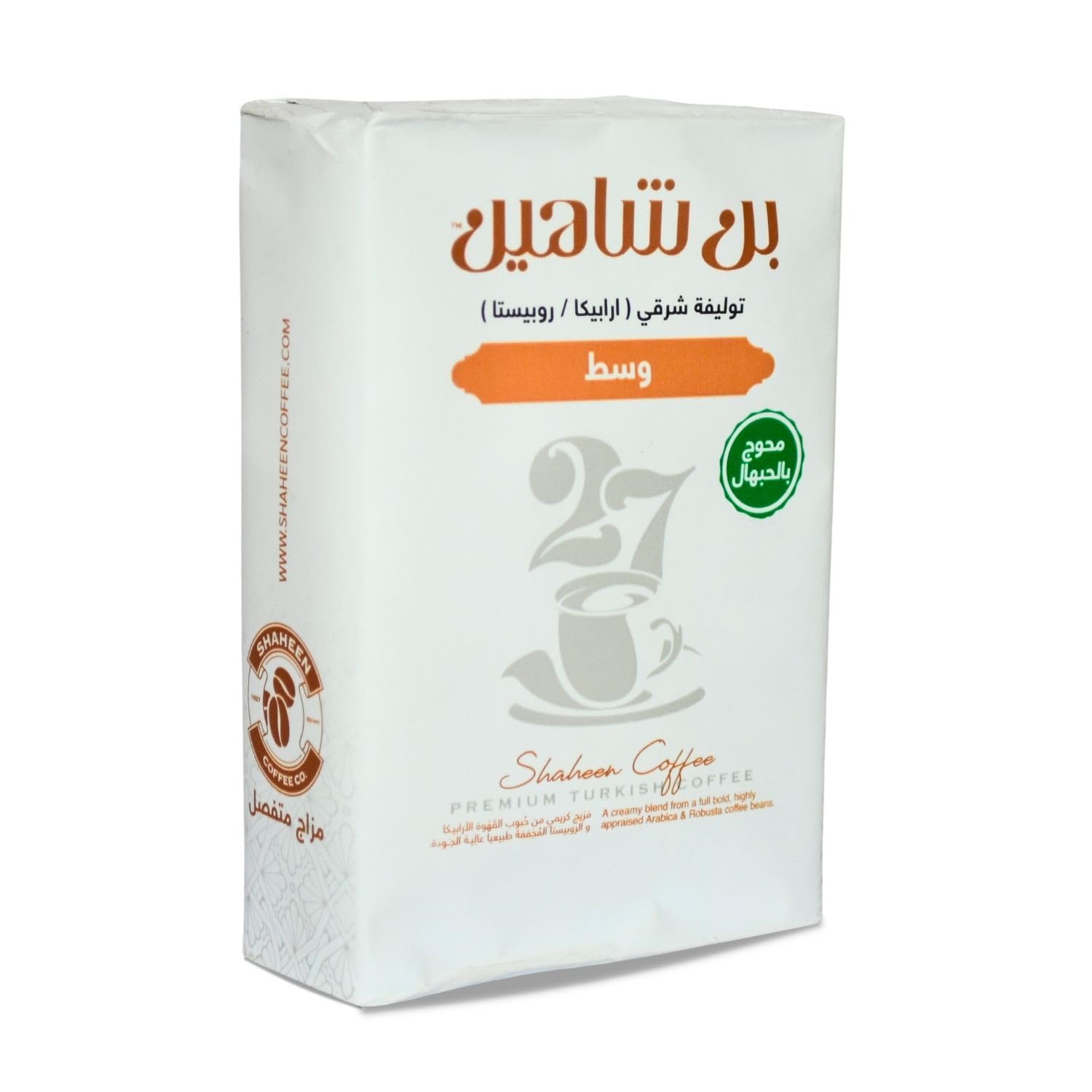 Amazon.com : Shaheen Oriental Original Turkish Coffee Cafe Arabic Arabian  Arabica Ground Mud Coffee A Blend Of Robusta And Brazilian (Medium Spiced  With Cardamom (7.05 oz / 200 gm) : Grocery & Gourmet Food