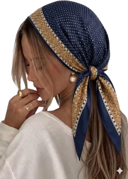Image of Satin Square Head Scarf for Women, Floral Printed