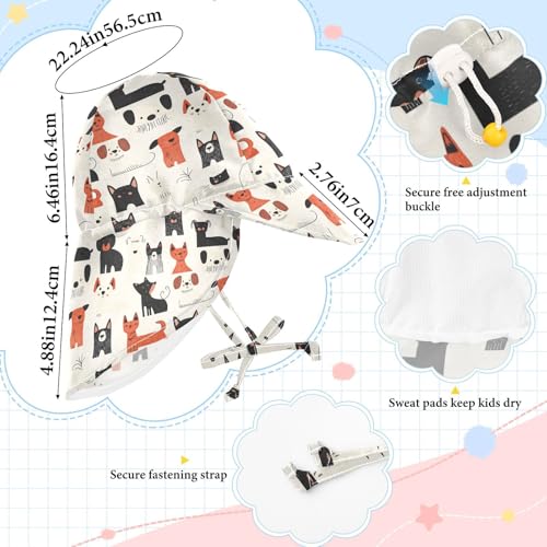 KLL Infant Sunhat Boys Summer Hats Toddler Girl UV Protection Wide Brim Beach Essentials Cartoon Minimalist Dogs Lovely4