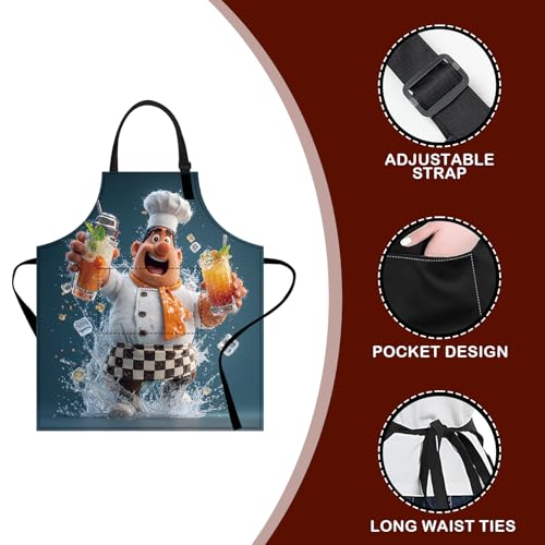 Image of Nuxovilar Cute Cooking Kitchen Apron, 26.77 * 30.7 Inches, Essential for Kitchen Cooking, Baking, Festive Gatherings