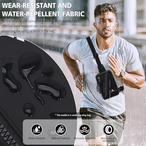 Peicees Small Crossbody Bag for Men Women Mini Sling Bag Travel Running Phone Daypack Cross Body Shoulder Bags, 2 Sizes, Small Black3