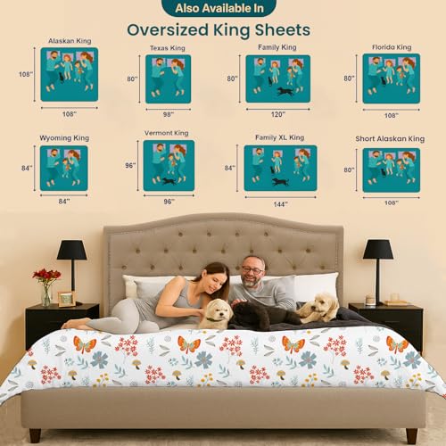 Image of SGI 108 inchx80 inch 4 Pc Short Alaskan King Sheet Set 600 TC 18 inch Butterfly Garden