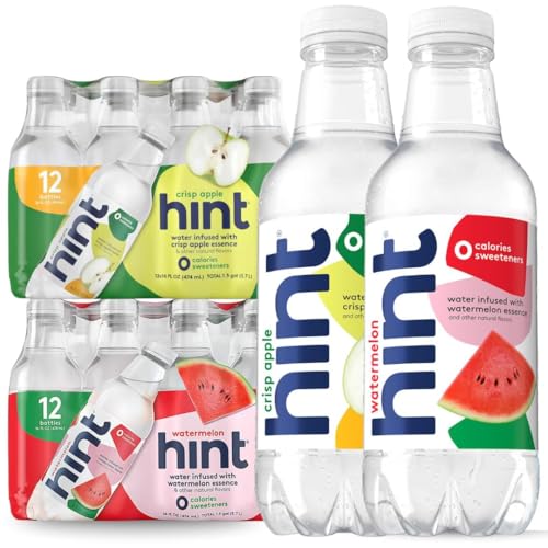 Image of Hint Bottled Water, Crisp Apple and Watermelon - Purified Flavored Water with Zero Calories, Sugar Free, Natural Flavors - 16 Fl Oz (Pack of 24)