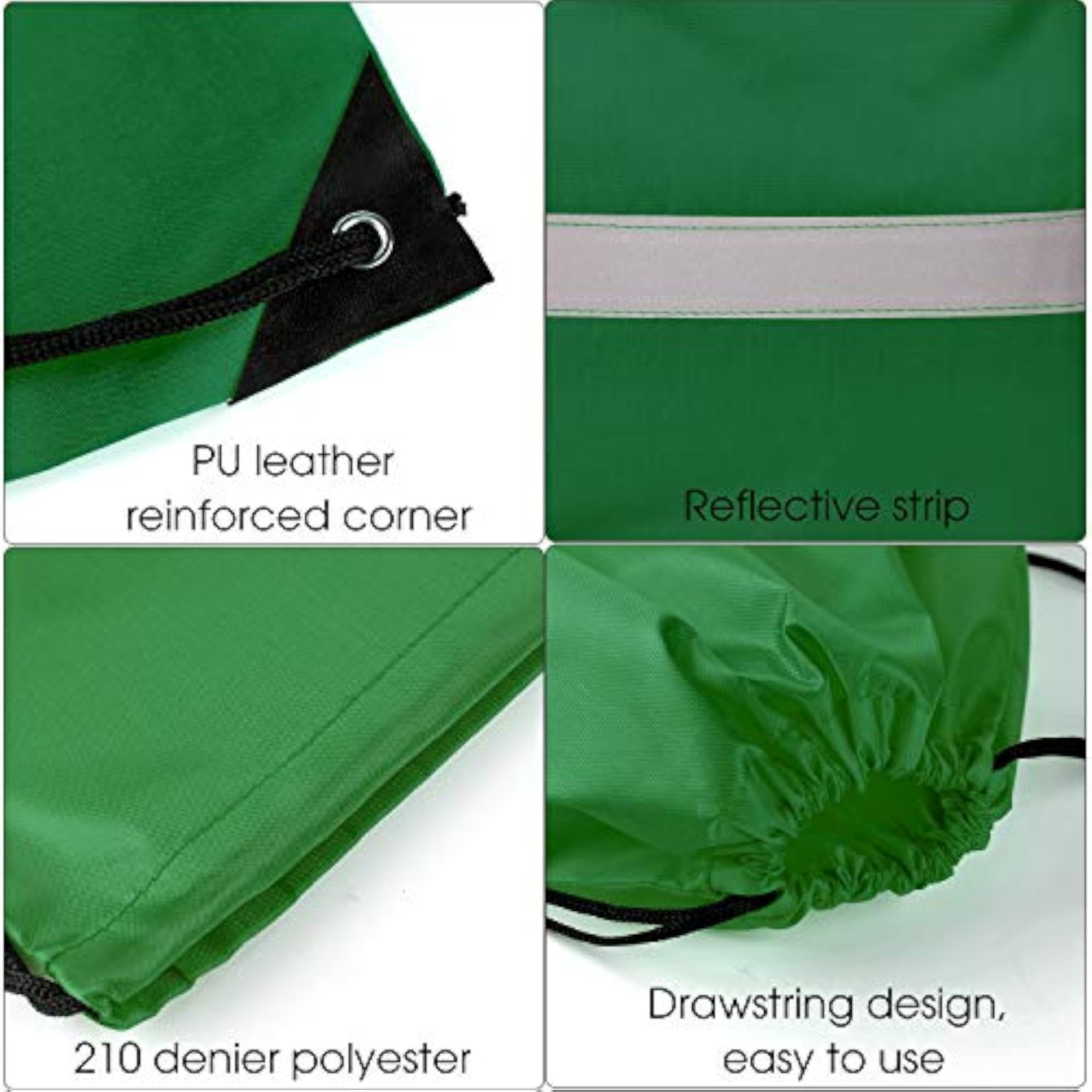 Drawstring Backpack with Reflective Strip, Cinch Sack