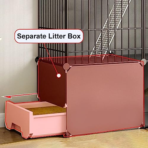 Cage pour chat en métal avec plateformes et litière intégrée pour intérieur