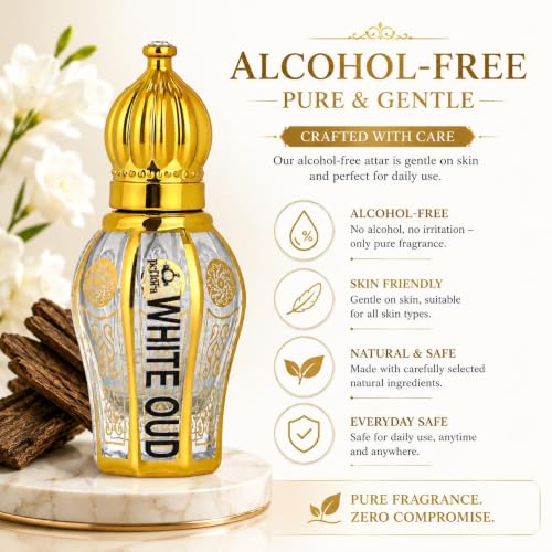 Image of White Oud Luxury Attar for Unisex, Long Lasting & Non-Alcoholic, Pure Natural Roll-on Attar, Perfume for Men & Women, Suitable for Every Occasion, 12 ml