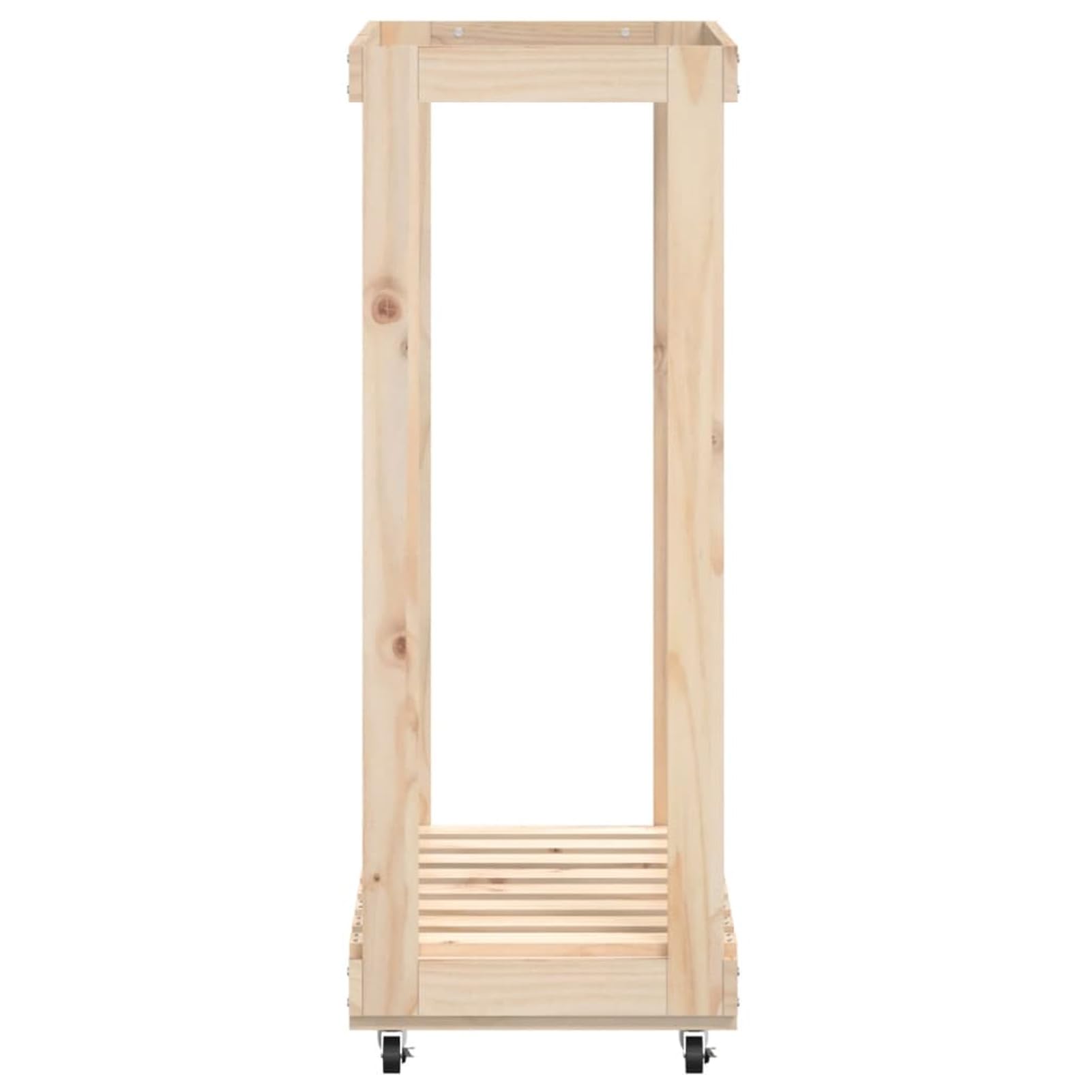 Homgoday Arredo Portalegna con Ruote 76,5x40x108 cm Legno Massello di Pino, Portalegna da Interno, Portalegna da Ardere, Porta Legna per Camino, Legnaia da Interno, Impilabile Stufa Ripiano Legno
