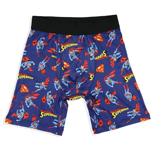 DC Comics Superman Boxer Briefs Men's Logo All Over Print Snug Fit Underwear