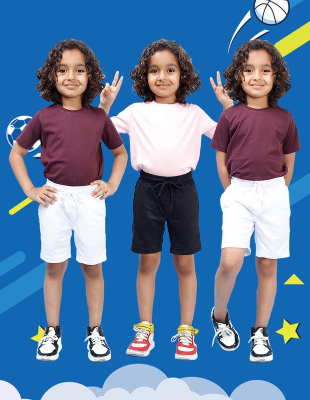 Image of Nusyl Solid & Printed Cotton Blend Shorts for Boys | Comfortable Casual Shorts | Soft Breathable Fabric with Elastic Waistband | Relaxed Fit | 2-16 Years | Multiple Colors