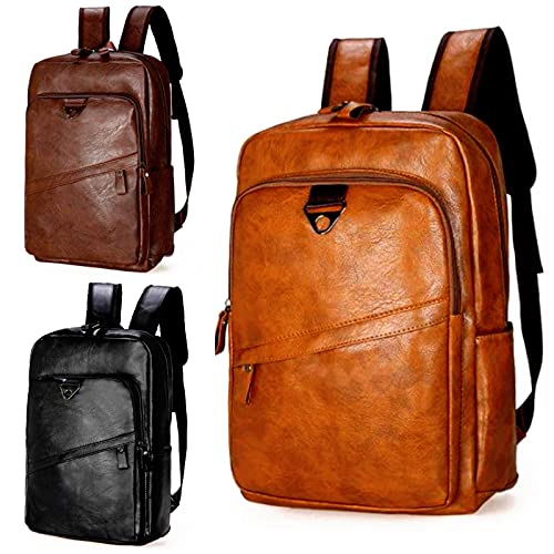 Mochila Masculina Couro Computador Impermeável Estilosa (Marrom Escuro)