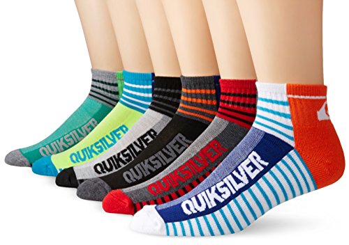 Quiksilver Men's 6 Pack Color-Blocked Stripe Quarter Sock, Multi, 10-13/Shoe Size 6-12