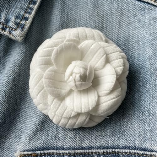 Image of Dainity Camellia Flower Brooch Pin for Women - Elegant Statement Pin for Coat, Scarf, Dress, Hat, Bag - Stylish Chic Accessory Gift for Her