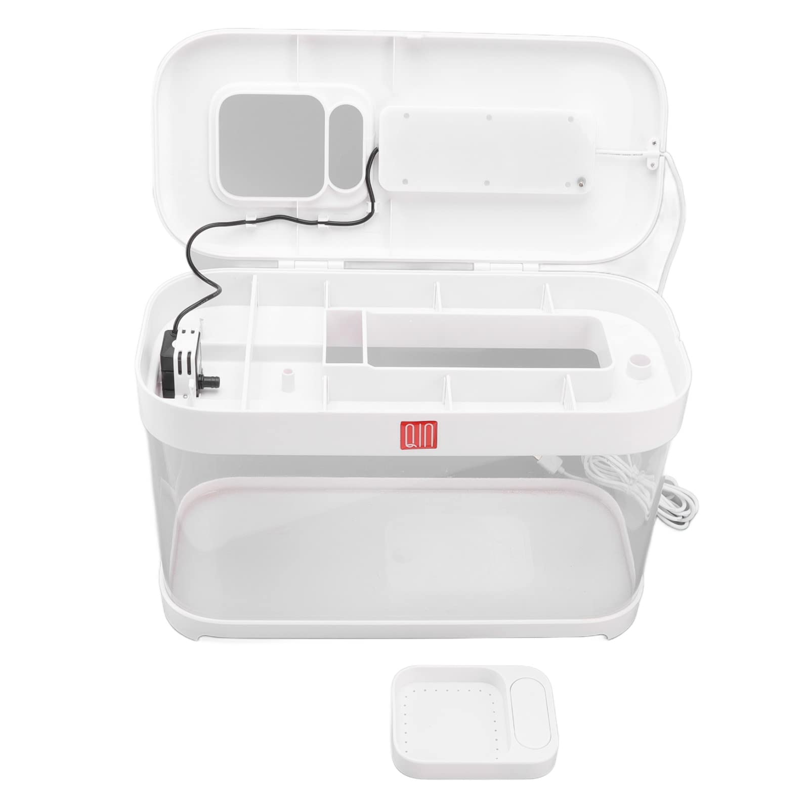 yaogohua Tanque de Acuario Inteligente, Tanque de Peces ecológico Blanco Tanque de Acuario Interior, Acuario USB de Escritorio pequeño Incluye iluminación LED y filtración