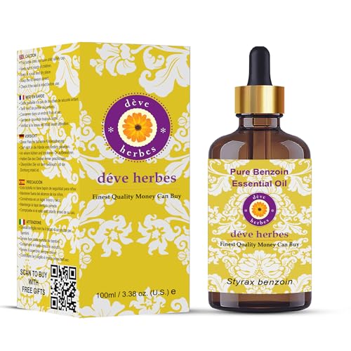 Deve Herbes Pure Benzoin Ätherisches Öl (Styrax Benzoin) mit Glas Dropper 100% natürliche therapeutische Qualität dampfdestilliert 100ml (3.38 oz)