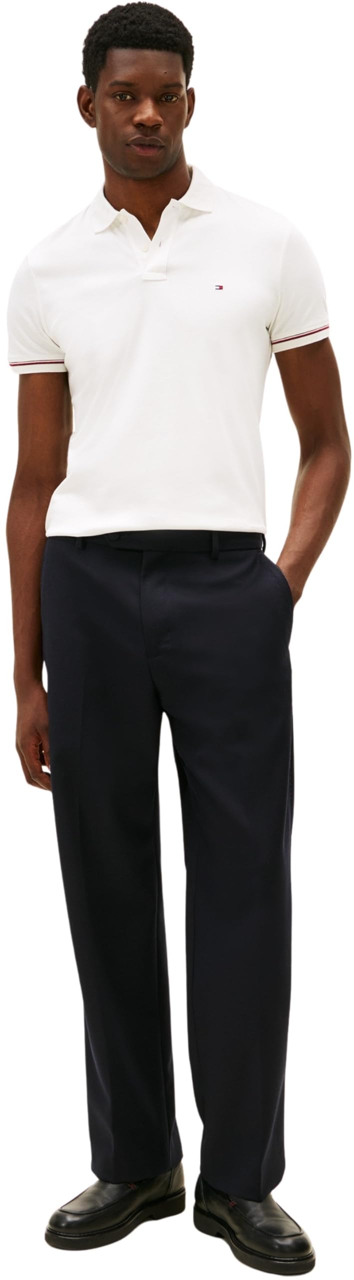 Tommy Hilfiger Liquid Cotton RWB Cuff Slim Polo Mw0mw41612 Polo S/S Hombre (Pack de 1)
